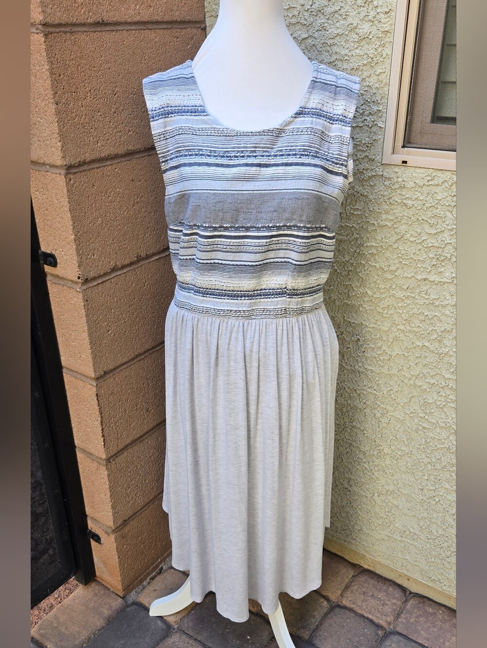 Anthropologie Dolan Striped Bodice Sleeveless Cream Dress - Picture 2 of 10